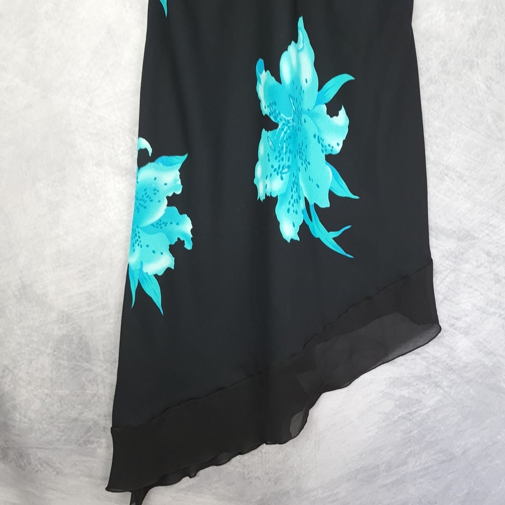 Vintage Floral Whimsy Dress Womens Large Asymmetrical Hem Spaghetti Strap 90s - Picture 4 of 16